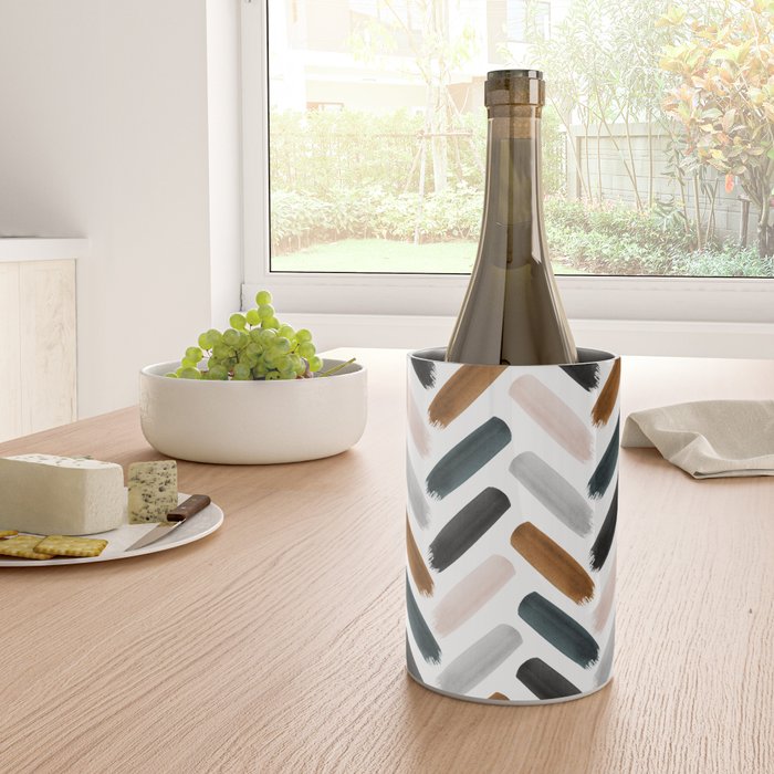 Painted herringbone - neutrals Wine Chiller Gallery Image 4