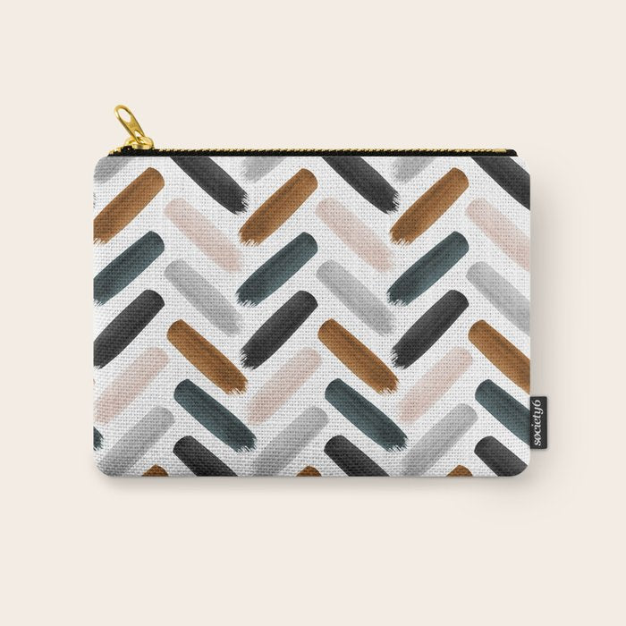 Painted herringbone - neutrals Carry All Pouch Gallery Image 1