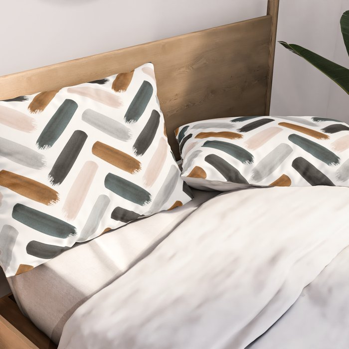 Painted herringbone - neutrals Pillow Sham Gallery Image 2