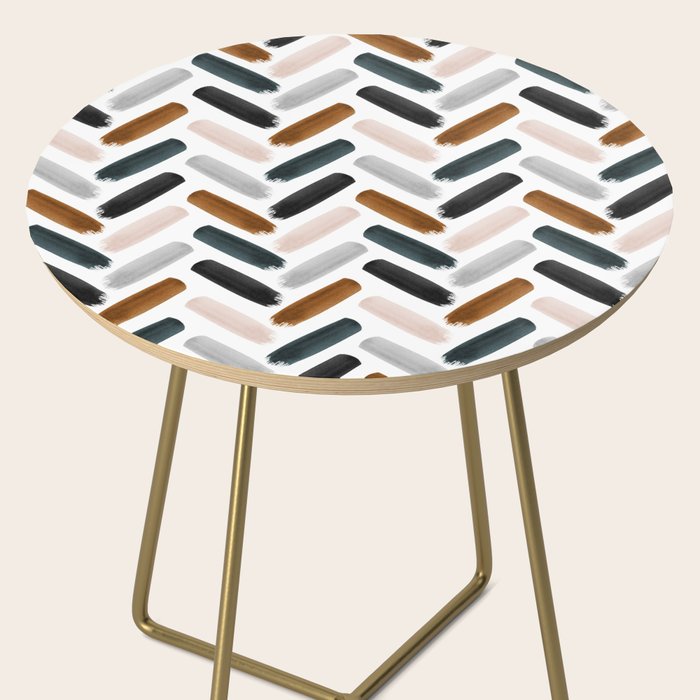 Painted herringbone - neutrals Side Table Gallery Image 2