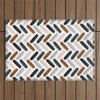 Painted herringbone - neutrals Outdoor Rug Gallery Image 1