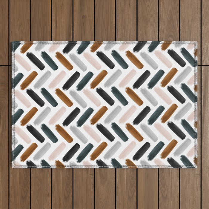 Painted herringbone - neutrals Outdoor Rug Gallery Image 1