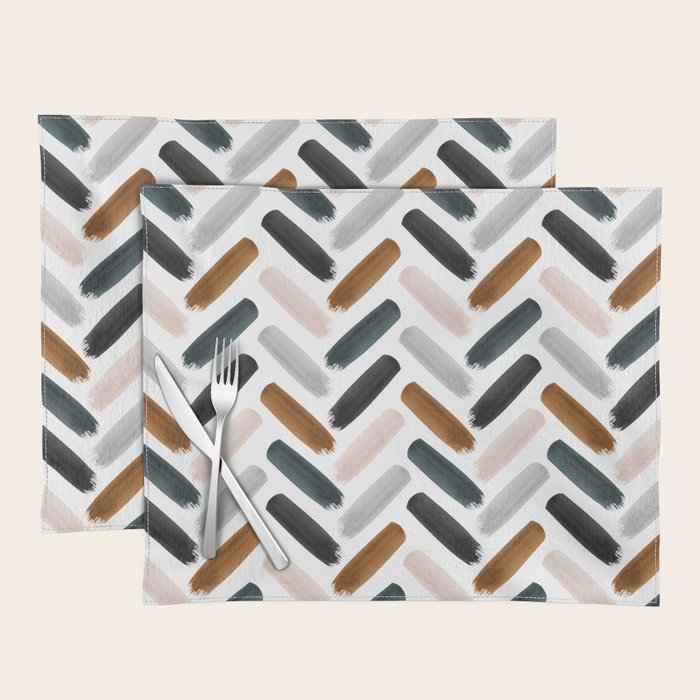 Painted herringbone - neutrals Placemat Gallery Image 1