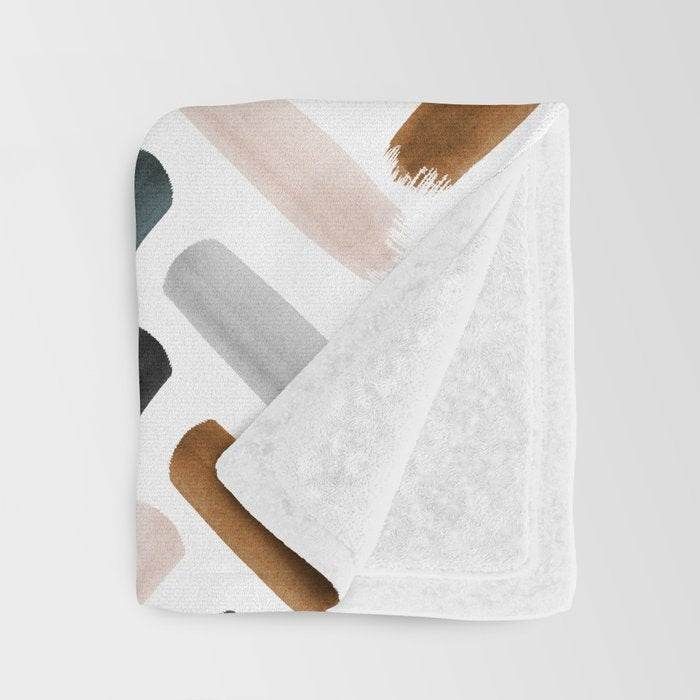 Painted herringbone - neutrals Throw Blanket Gallery Image 3