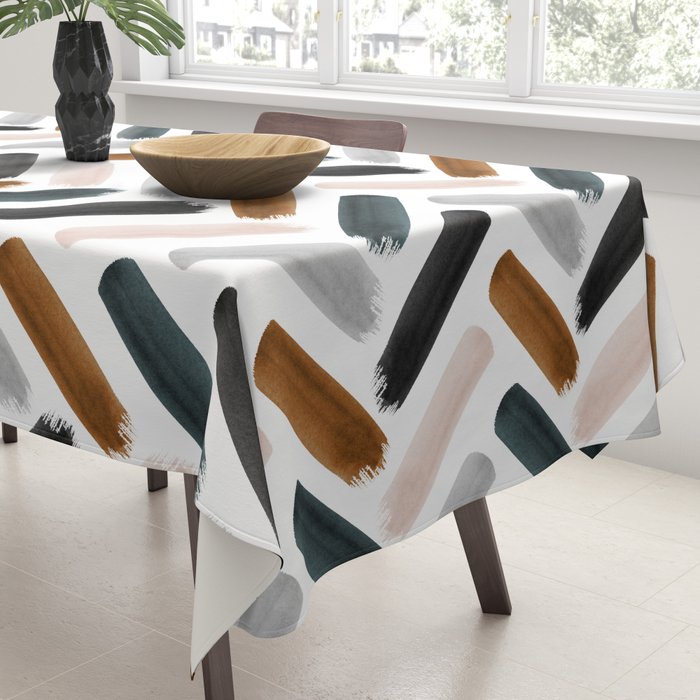 Painted herringbone - neutrals Tablecloth Gallery Image 3