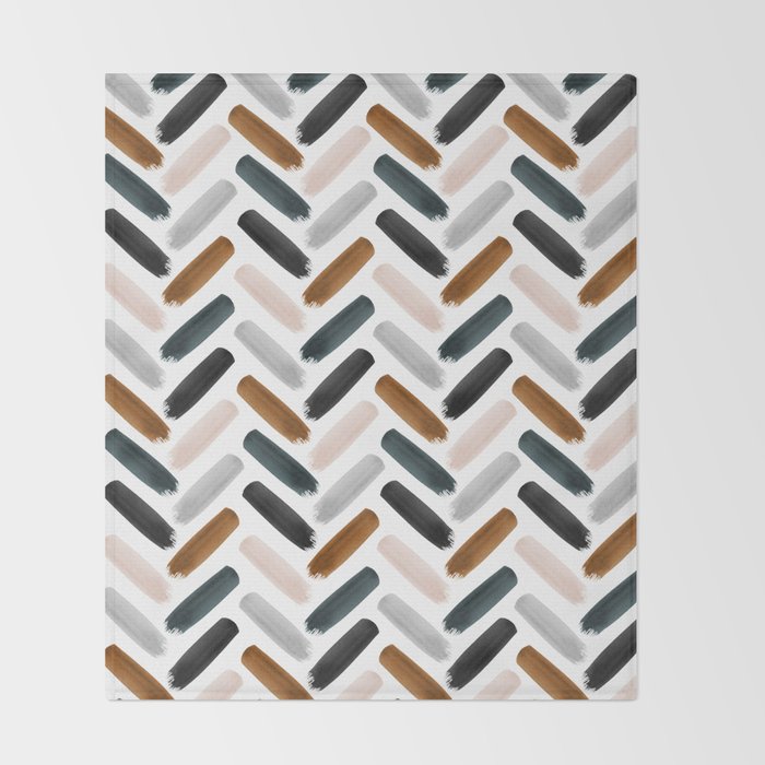 Painted herringbone - neutrals Throw Blanket Gallery Image 2