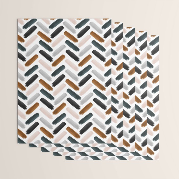 Painted herringbone - neutrals Wrapping Paper Gallery Image 3