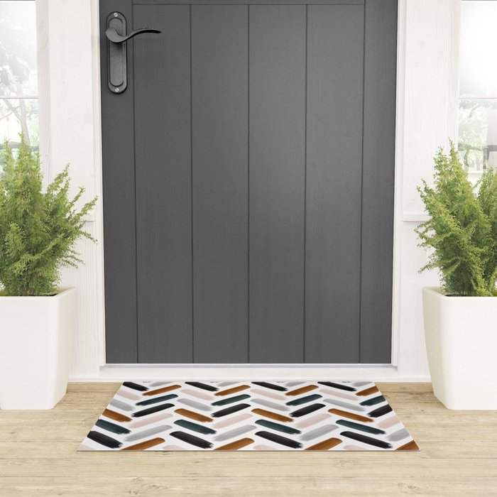 Painted herringbone - neutrals Welcome Mat Gallery Image 3