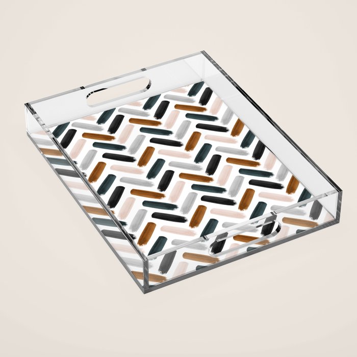 Painted herringbone - neutrals Acrylic Tray Gallery Image 1
