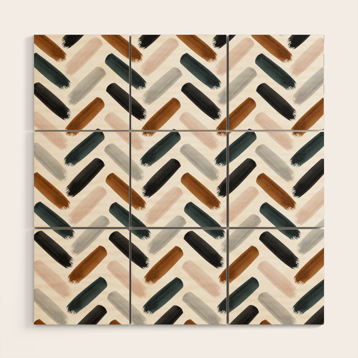 Painted herringbone - neutrals Wood Wall Art Gallery Image 1