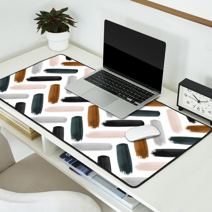 Painted herringbone - neutrals Desk Mat Gallery Image 2