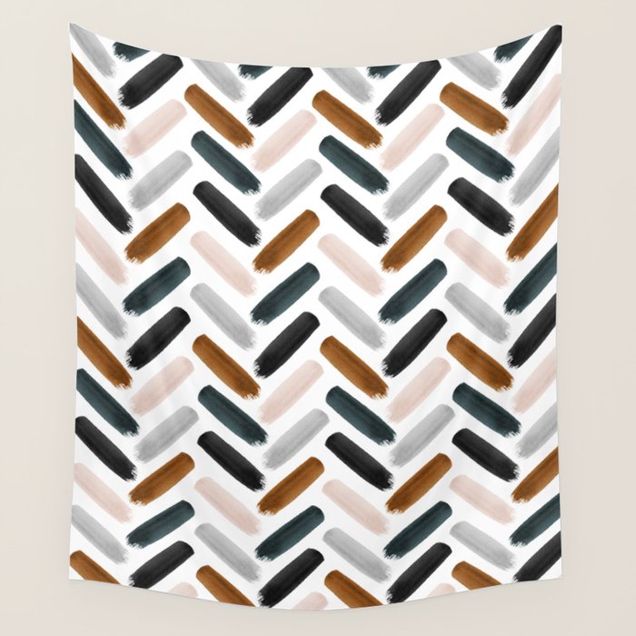 Painted herringbone - neutrals Wall Tapestry Gallery Image 1