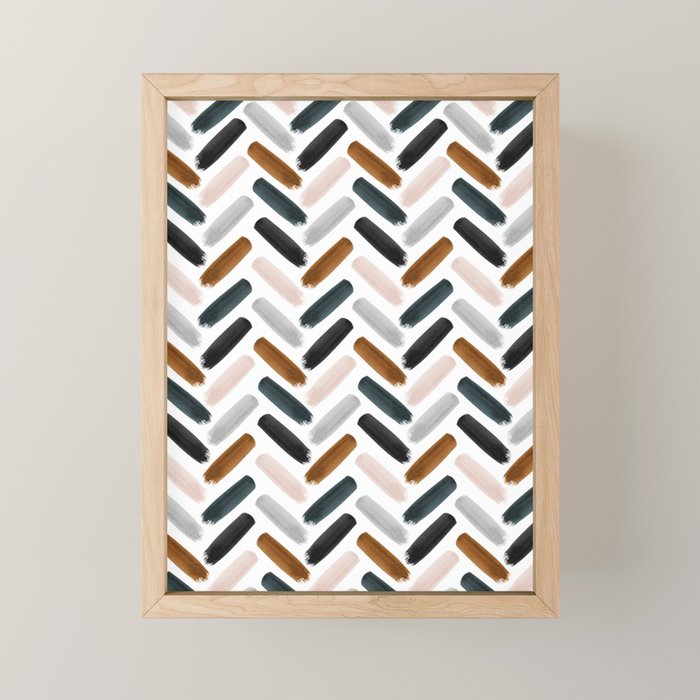Painted herringbone - neutrals Mini Art Print Gallery Image 1