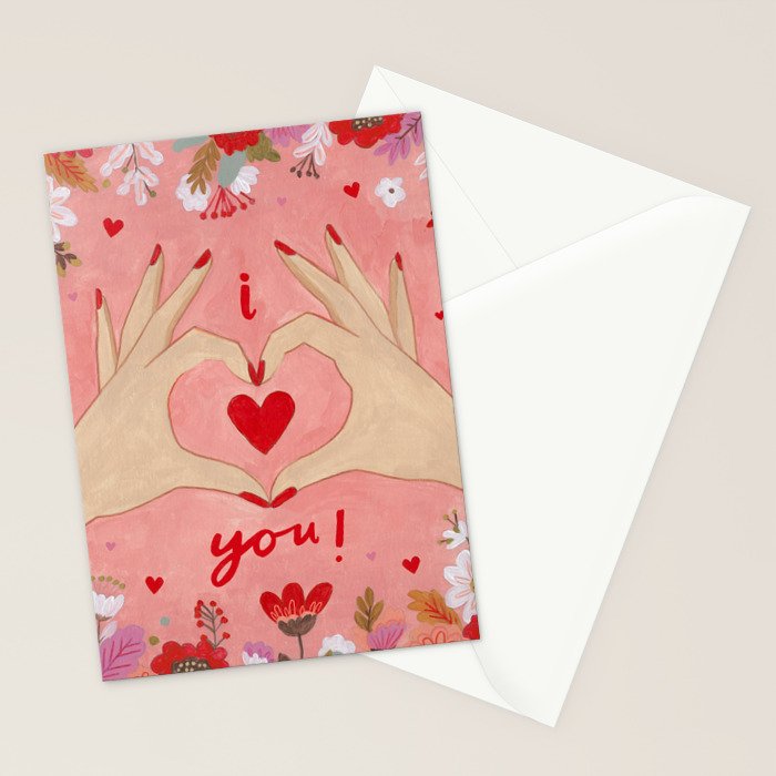 Women hands making love sign Stationery Card Gallery Image 2