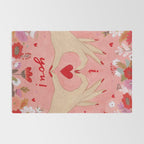 Women hands making love sign Rug Gallery Image 2