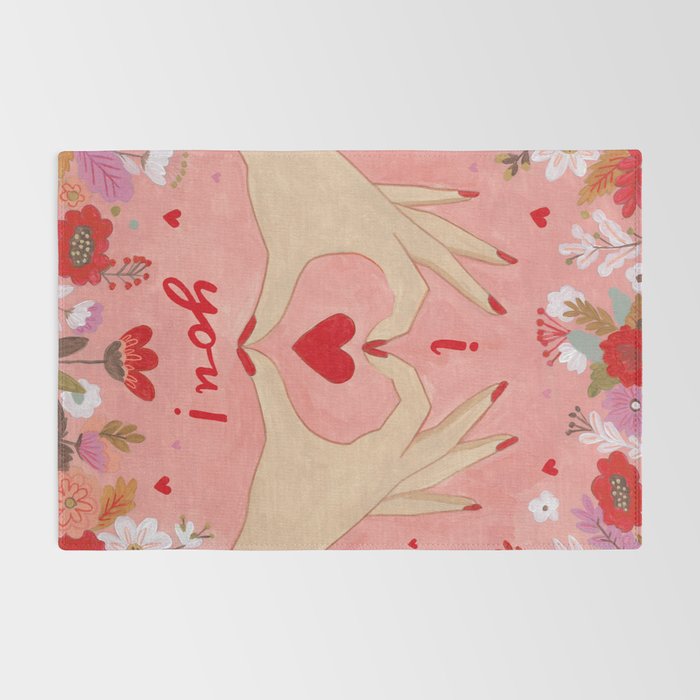 Women hands making love sign Rug Gallery Image 2