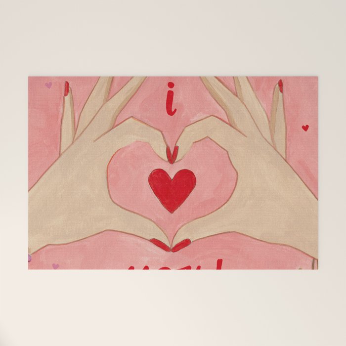 Women hands making love sign Welcome Mat Gallery Image 1