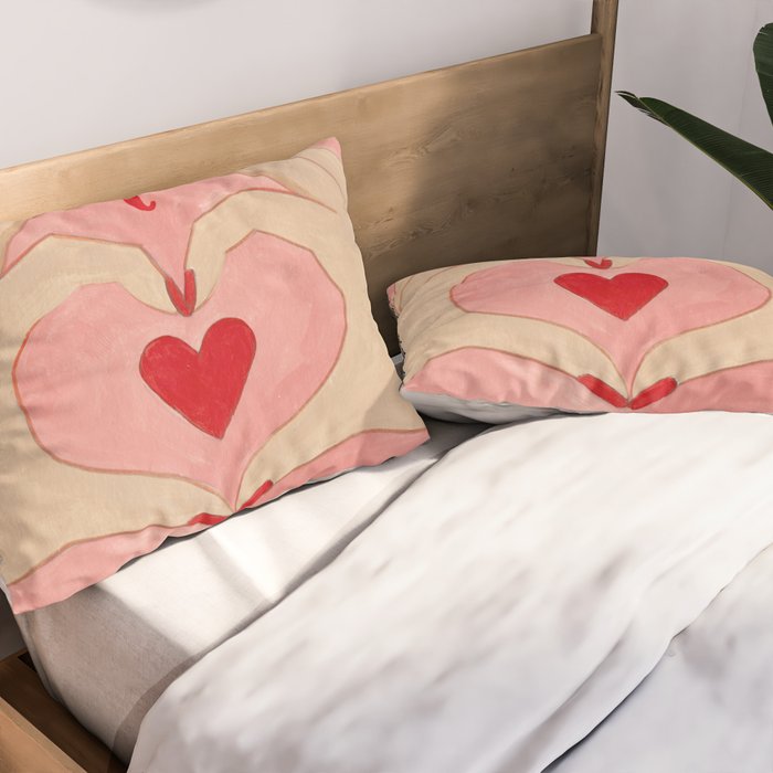 Women hands making love sign Pillow Sham Gallery Image 2