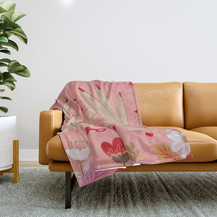Women hands making love sign Throw Blanket Gallery Image 1