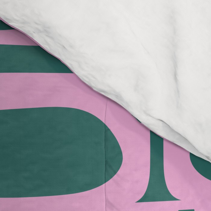 Mid Century Modern Piquet Abstract Multi Geometric Pattern in Teal Green and Pink Comforter Gallery Image 4