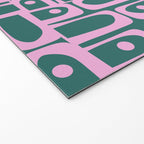 Mid Century Modern Piquet Abstract Multi Geometric Pattern in Teal Green and Pink Welcome Mat Gallery Image 2