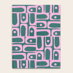 Mid Century Modern Piquet Abstract Multi Geometric Pattern in Teal Green and Pink Notebook Gallery Image 4