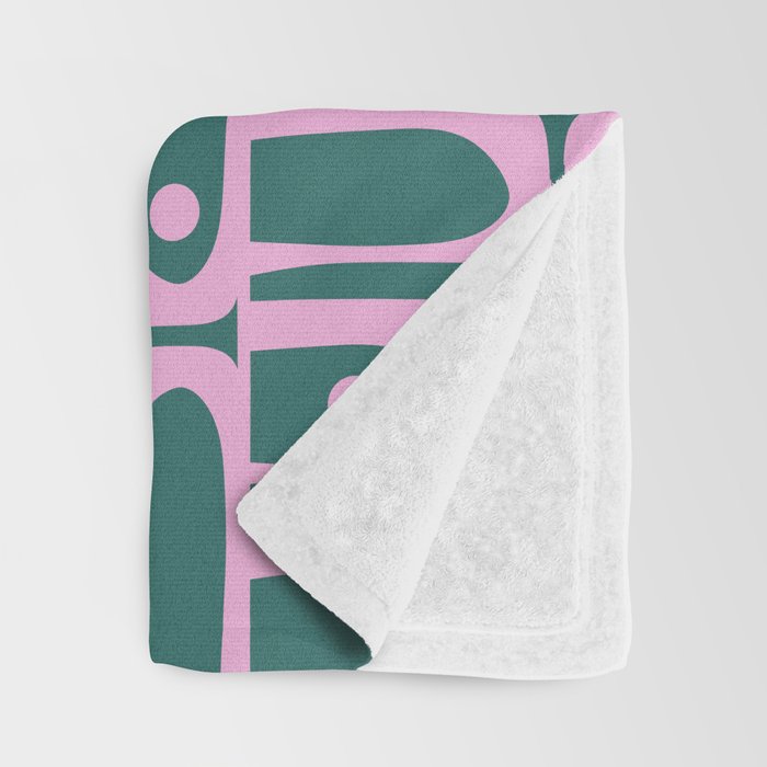 Mid Century Modern Piquet Abstract Multi Geometric Pattern in Teal Green and Pink Throw Blanket Gallery Image 3
