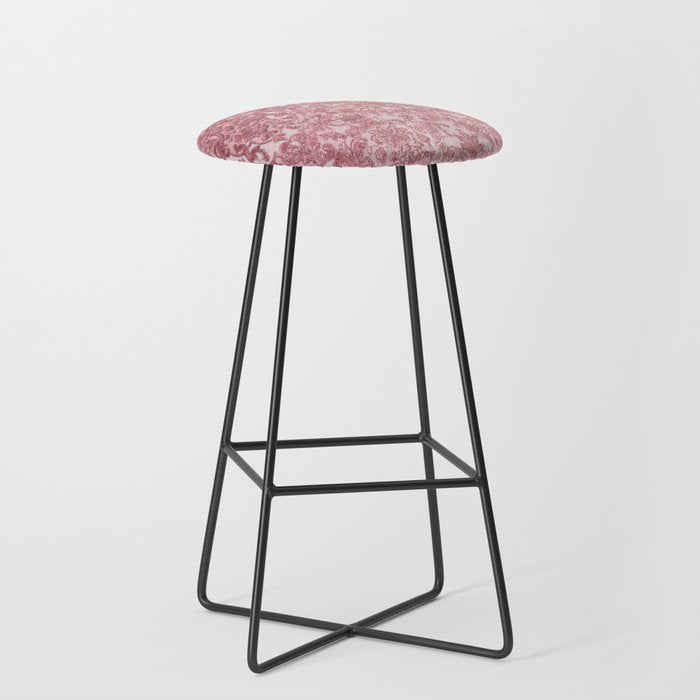 Elegant chic pink burgundy grunge floral damask Stool Gallery Image 1