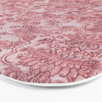 Elegant chic pink burgundy grunge floral damask Bath Mat Gallery Image 3