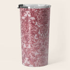 Elegant chic pink burgundy grunge floral damask Travel Mug Gallery Image 3