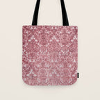 Elegant chic pink burgundy grunge floral damask Tote Bag Gallery Image 1