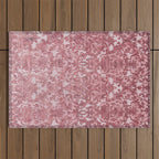 Elegant chic pink burgundy grunge floral damask Outdoor Rug Gallery Image 1