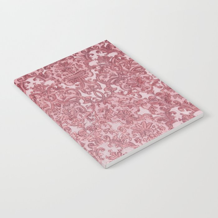 Elegant chic pink burgundy grunge floral damask Notebook Gallery Image 2