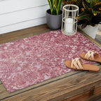 Elegant chic pink burgundy grunge floral damask Outdoor Rug Gallery Image 2