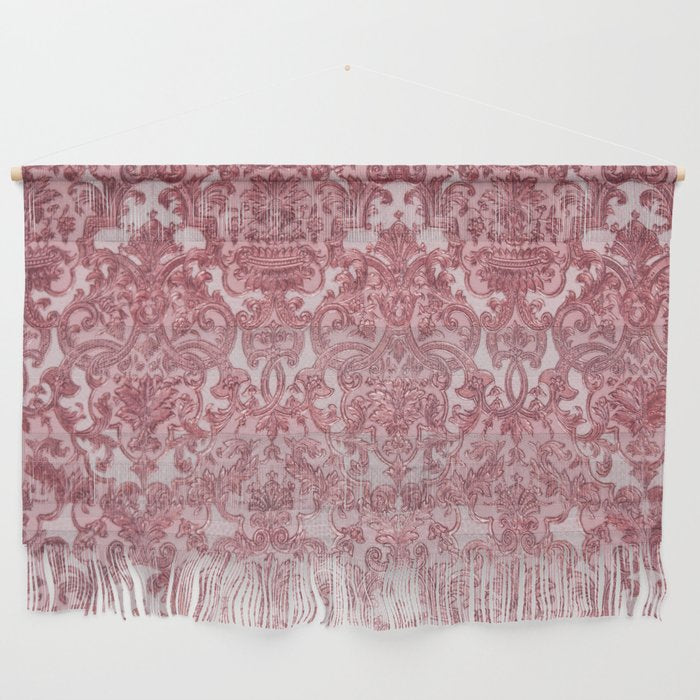 Elegant chic pink burgundy grunge floral damask Wall Hanging Gallery Image 1