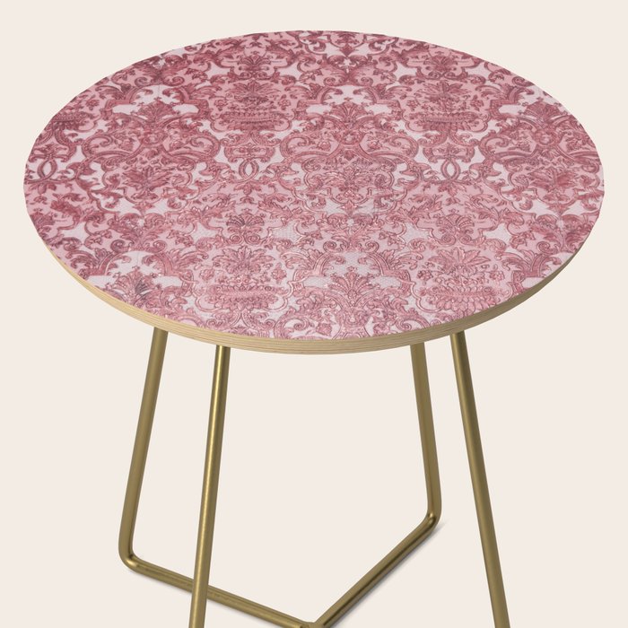 Elegant chic pink burgundy grunge floral damask Side Table Gallery Image 2