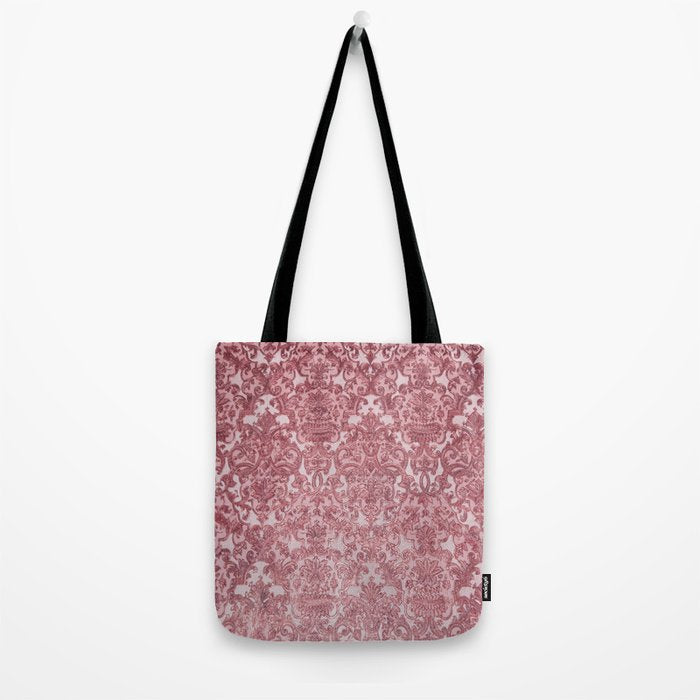 Elegant chic pink burgundy grunge floral damask Tote Bag Gallery Image 2
