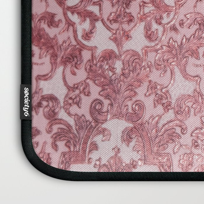 Elegant chic pink burgundy grunge floral damask Laptop Sleeve Gallery Image 3