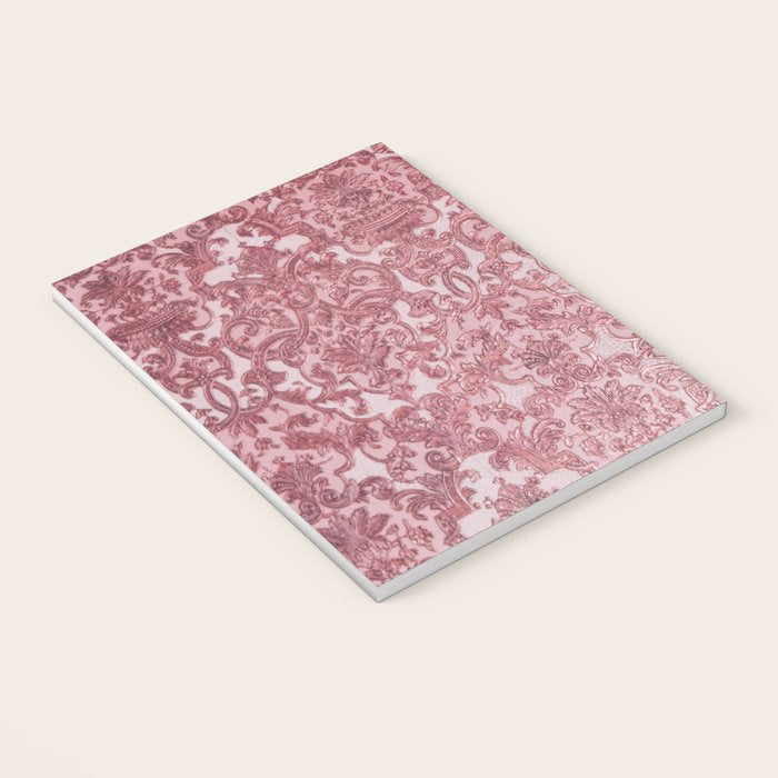 Elegant chic pink burgundy grunge floral damask Notebook Gallery Image 3