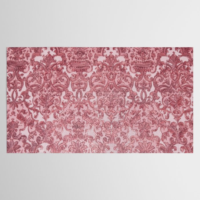 Elegant chic pink burgundy grunge floral damask Tablecloth Gallery Image 2