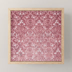 Elegant chic pink burgundy grunge floral damask Mini Art Print Gallery Image 1