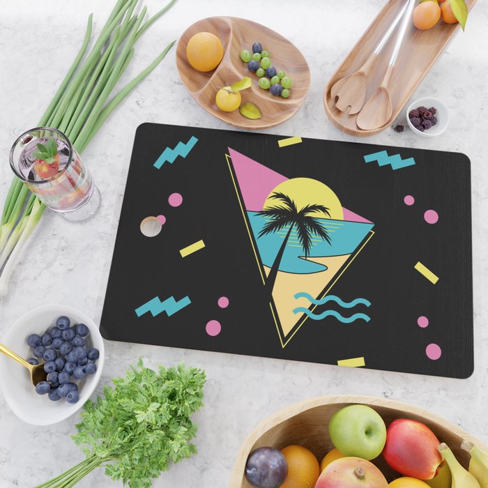 Memphis pattern 42 - 80s / 90s Retro / palm tree / summer Cutting Board Gallery Image 2