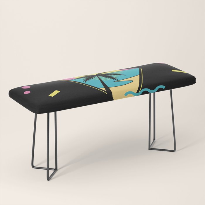 Memphis pattern 42 - 80s / 90s Retro / palm tree / summer Bench Gallery Image 1