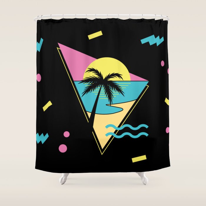 Memphis pattern 42 - 80s / 90s Retro / palm tree / summer Shower Curtain Gallery Image 1