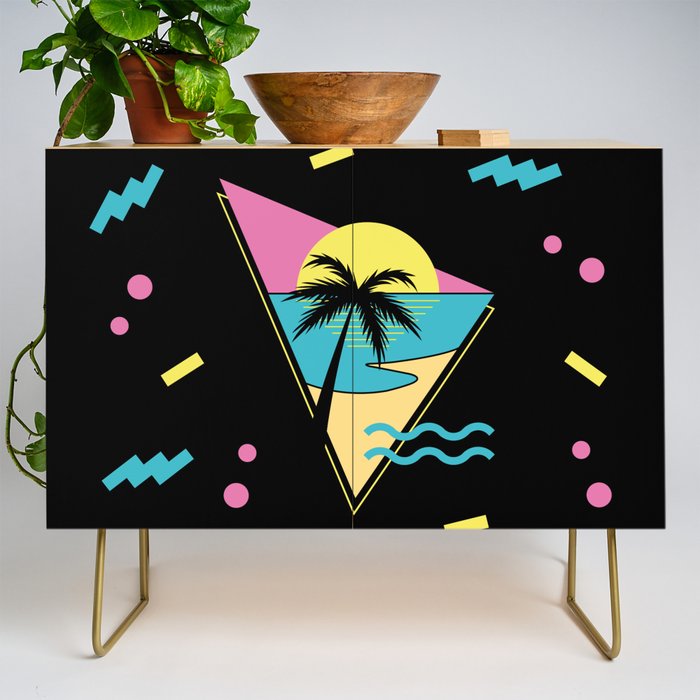 Memphis pattern 42 - 80s / 90s Retro / palm tree / summer Credenza Gallery Image 1