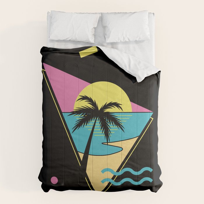 Memphis pattern 42 - 80s / 90s Retro / palm tree / summer Comforter Gallery Image 1