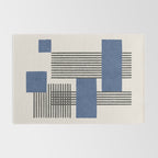 Stripes and Square Blue Composition - Abstract Rug Gallery Image 2