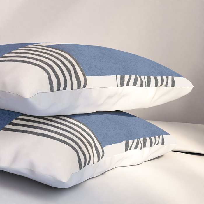 Stripes and Square Blue Composition - Abstract Pillow Sham Gallery Image 3