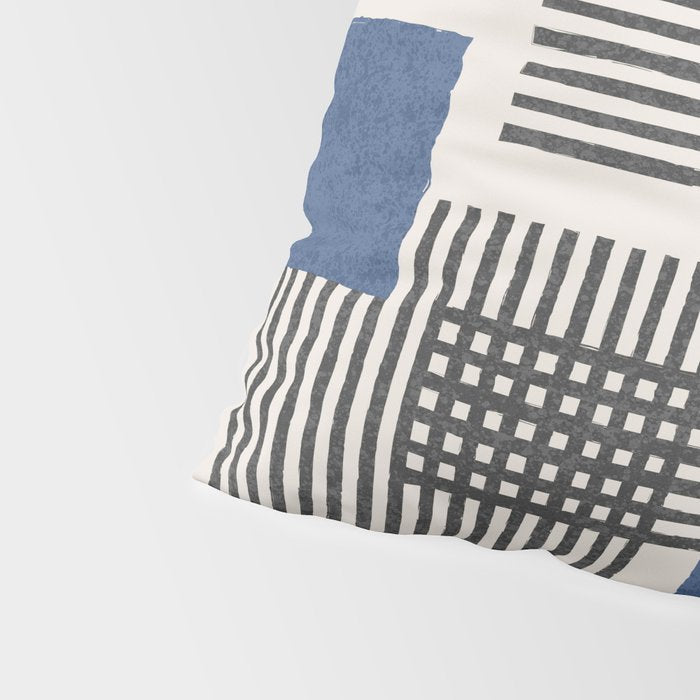 Stripes and Square Blue Composition - Abstract Pillow Sham Gallery Image 4