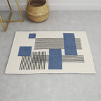 Stripes and Square Blue Composition - Abstract Rug Gallery Image 1